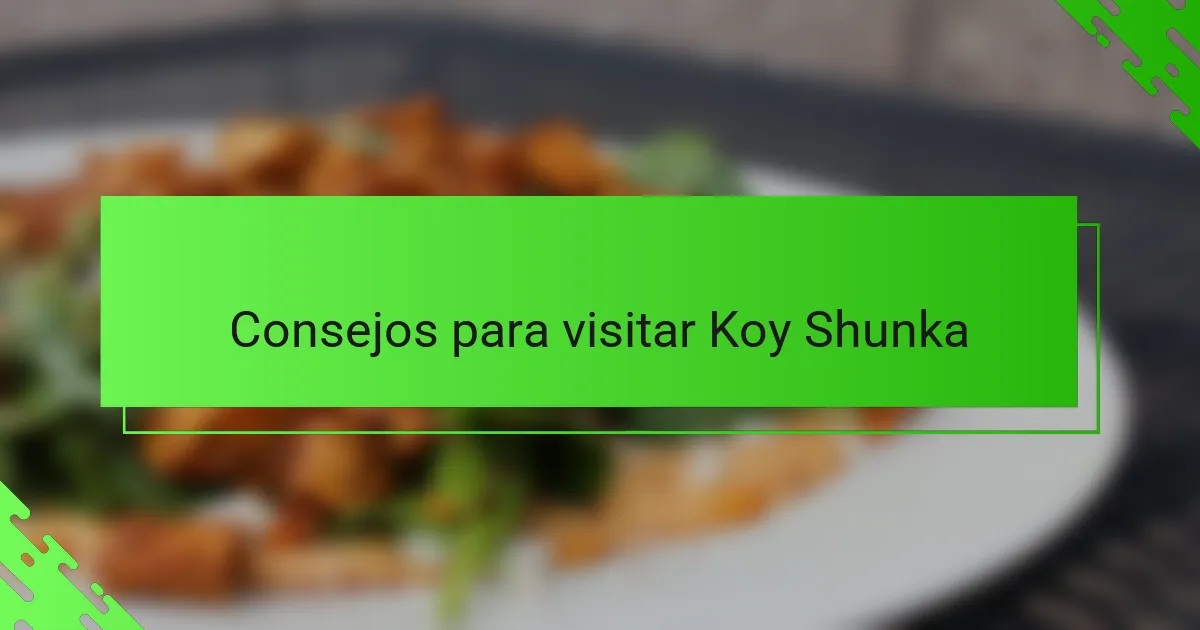 Consejos para visitar Koy Shunka