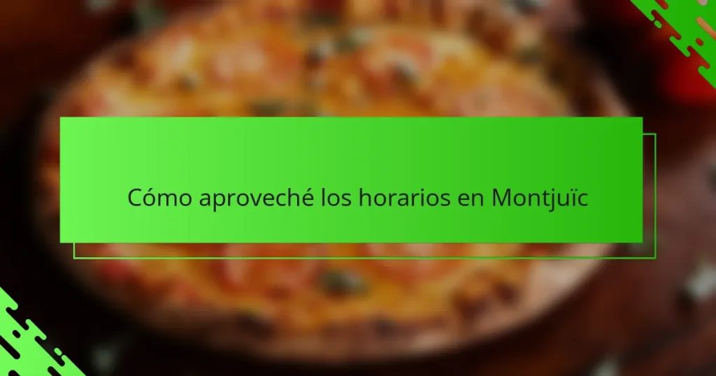 Cómo aproveché los horarios en Montjuïc