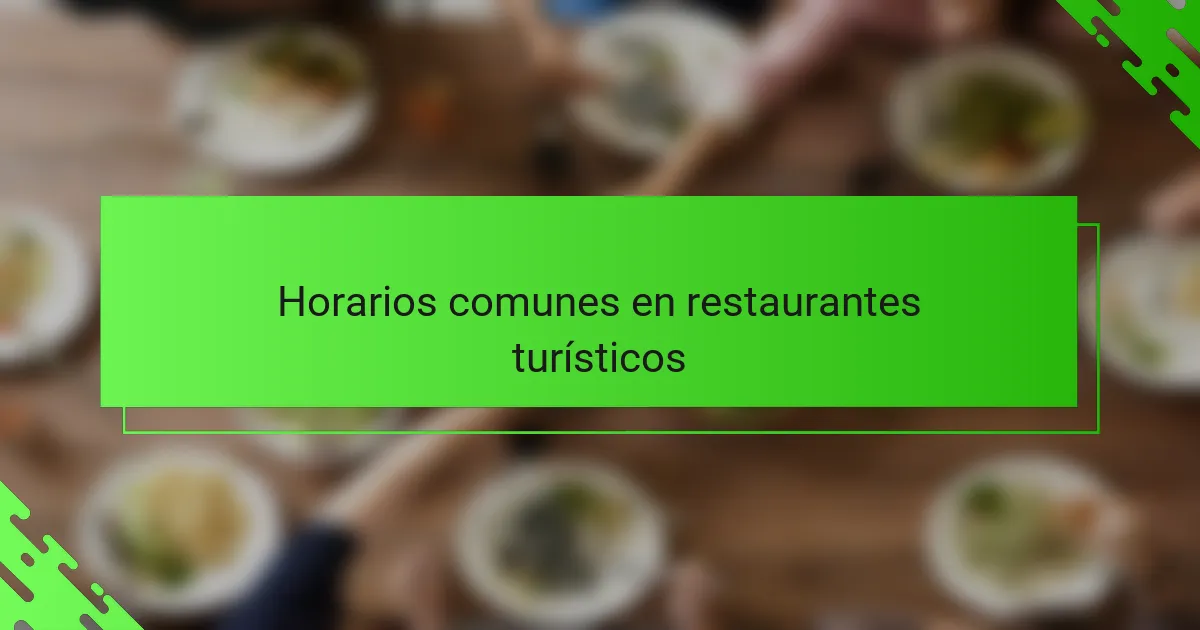 Horarios comunes en restaurantes turísticos