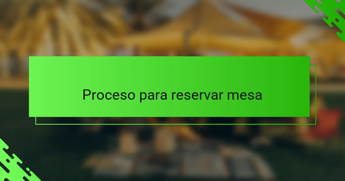 Proceso para reservar mesa