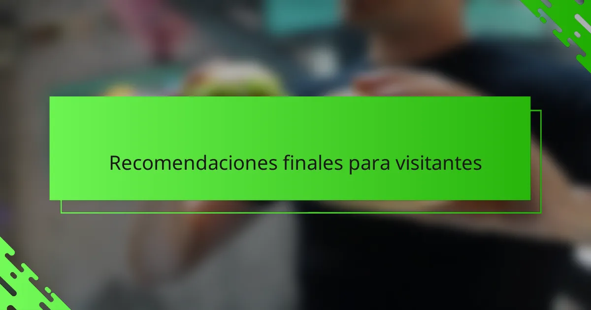 Recomendaciones finales para visitantes