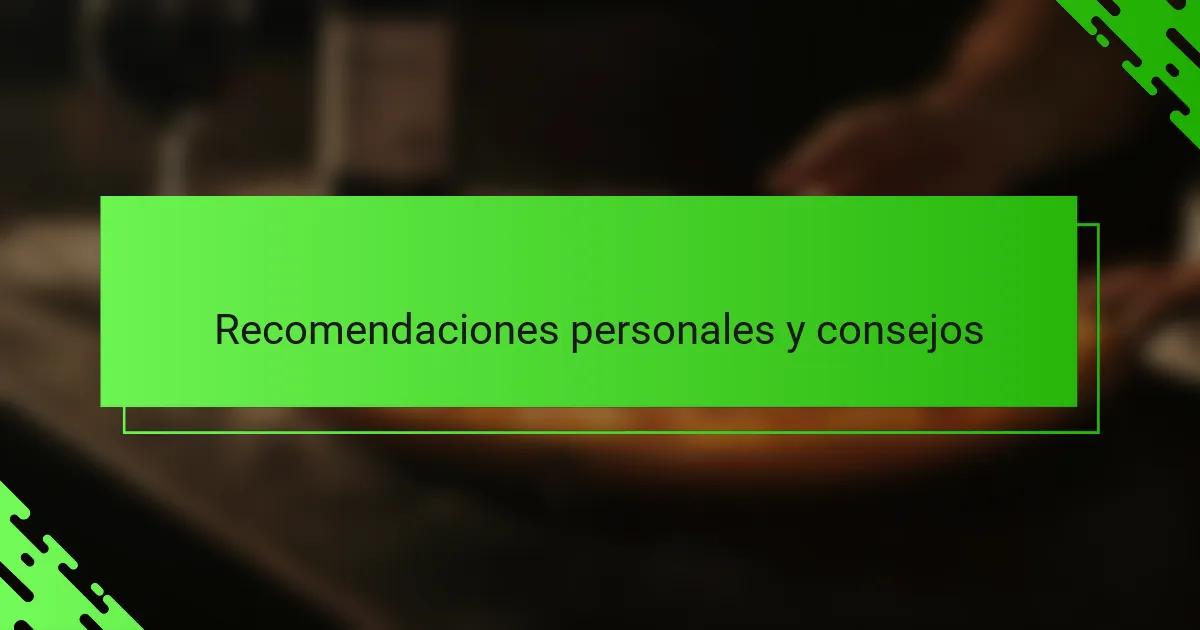 Recomendaciones personales y consejos
